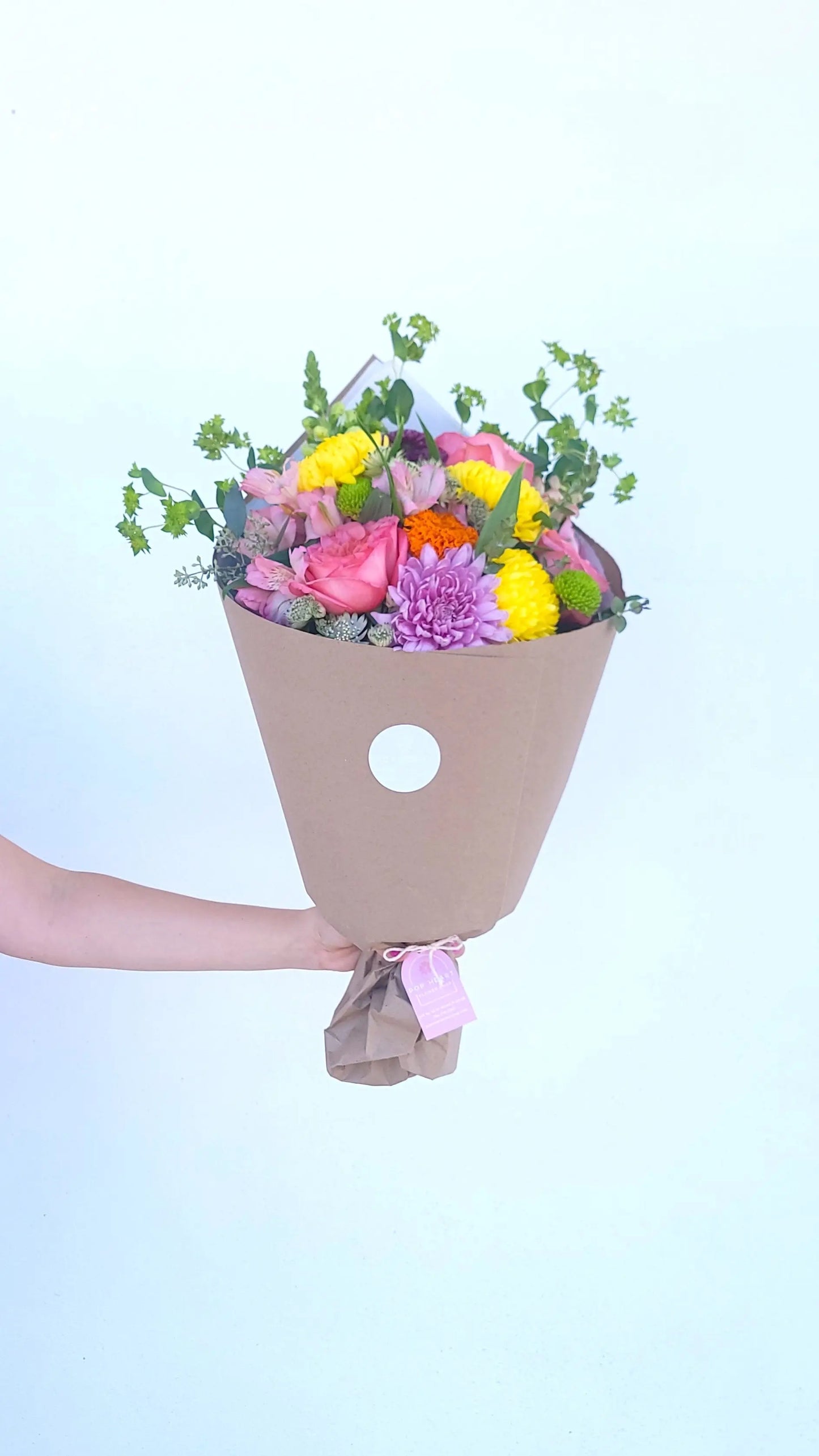 Bright Single Flower Bouquet Hand Holding it 