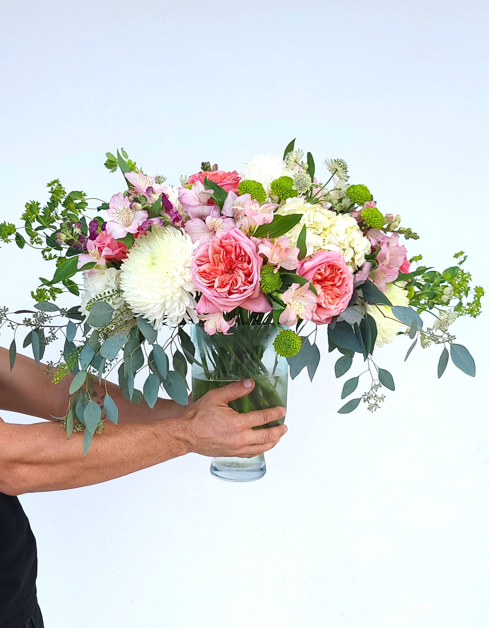 Large Pastel Fresh Flower Arrangement on hand