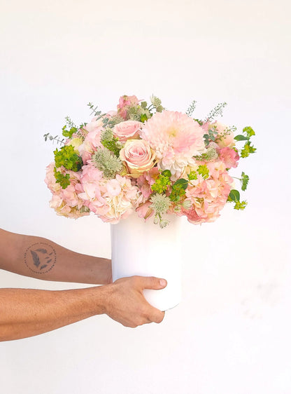 Pink Pastel Flower Arrangement on hand